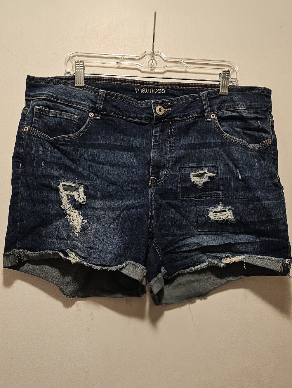 Maurices Size 20 Distressed Denim Shorts Stretch Raw Hem Cutoff